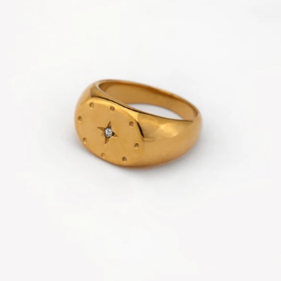 🌟18K gold plated star signet ring - Picture 1 of 8